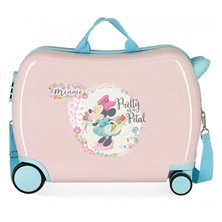Maleta infantil Minnie Florals 2 ruedas multidireccionales rosa claro