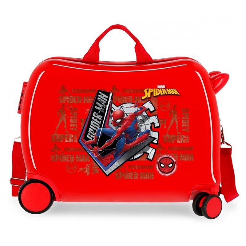 Maleta Infantil Spiderman Great Power 2 ruedas multidireccionales Rojo
