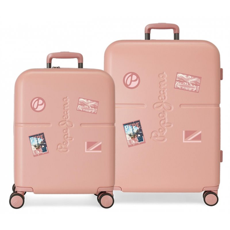 Juego de maletas Pepe Jeans Chest rosa claro rígidas 55-70cm
