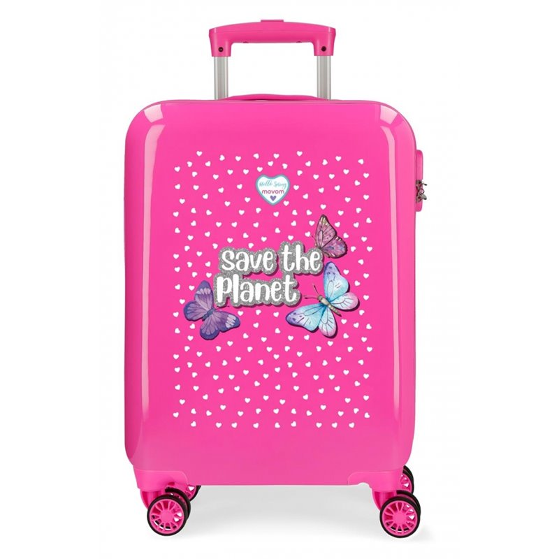 Maleta de Cabina Movom Save the Planet rígida 55cm Fucsia