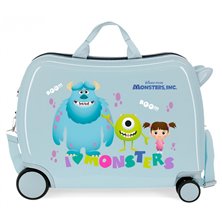 Maleta infantil 2 ruedas multidireccionales Monsters Boo! Azul claro