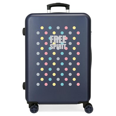Maleta Mediana Movom Free Dots Rígida 65cm Azul Marino