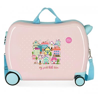 Maleta infantil Roll Road My little town 2 ruedas multidireccionales rosa claro