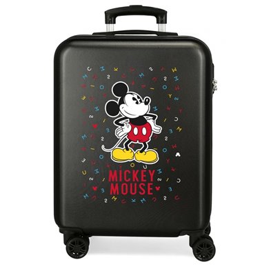 Maleta de cabina Mickey letras rígida 55cm negra