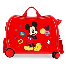 Maleta infantil 2 ruedas multidireccionales Mickey Enjoy the Day Oh Boy Roja