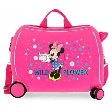 Maleta infantil Disney Minnie Wild Flower con 2 ruedas multidireccionales Fucsia