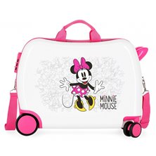 Maleta infantil 2 ruedas multidireccionales Minnie Enjoy the Day Blanca