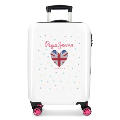 Maleta de cabina rígida 55cm Pepe Jeans Estela Daniela bco/negro/fucsia