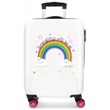Maleta de cabina Roll Road Arcoiris Everything OK rígida 55cm Blanco