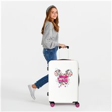 Maleta mediana Minnie rígida 68cm Sunny Day Flores Fucsia