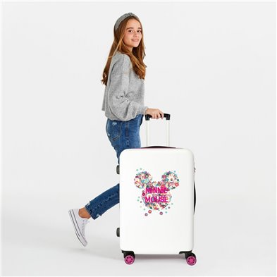 Maleta mediana Minnie rígida 68cm Sunny Day Flores Fucsia