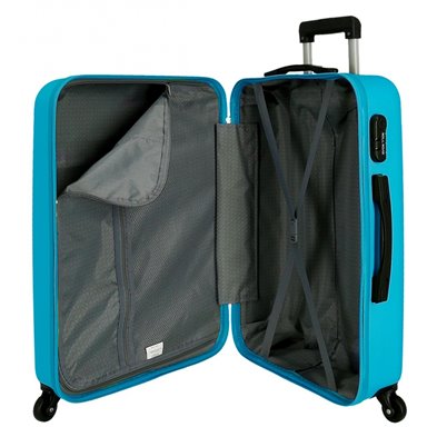 Maleta Mediana Rígida 65cm Roll Road Flex Azul Claro