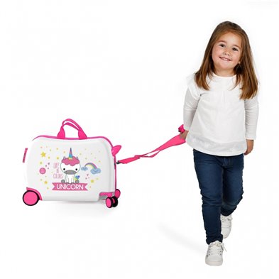 Maleta infantil 2 ruedas multidireccionales Little Me Unicorn Rosa