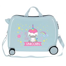 Maleta infantil 2 ruedas multidireccionales Little Me Unicorn Azul Claro