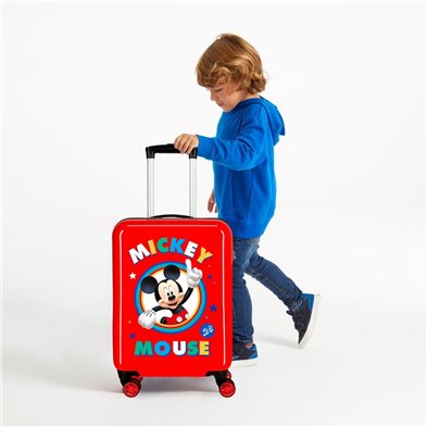 Maleta de viaje con ruedas para niño, gris/roja de Mickey Mouse
