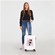 Maleta de cabina Pretty Minnie pink rígida 55cm bco/negro/fucsia