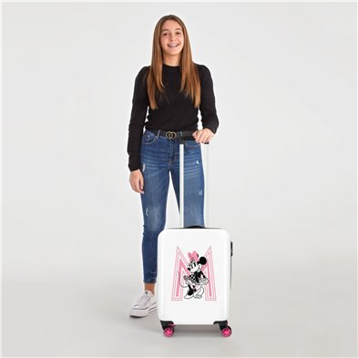 Maleta de cabina Pretty Minnie pink rígida 55cm bco/negro/fucsia