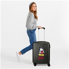 Maleta de cabina Mickey letras rígida 55cm negra