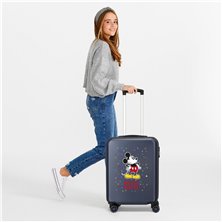 Maleta de cabina Mickey letras rígida 55cm Aul Marino